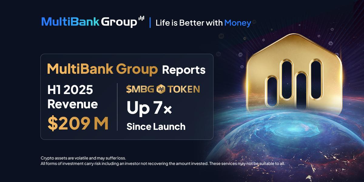 MultiBank Group 上半年业绩创历史新高，营收 2.09 亿美元，MBG 代币自推出以来回报率达 7 倍。